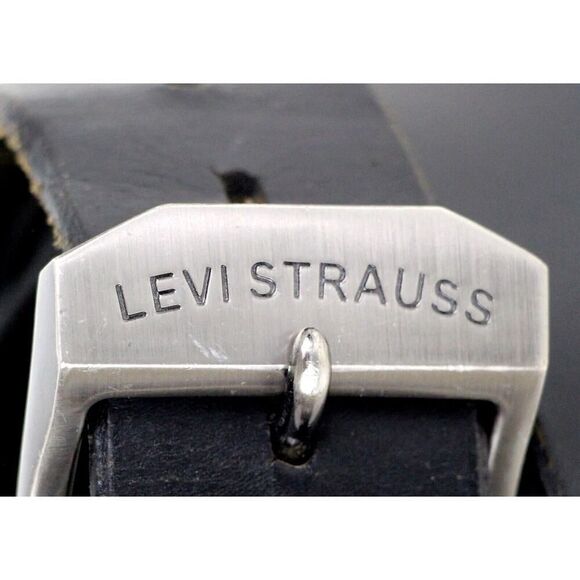 Levi's SADDLE BLACK REAL LEATHER 1 1/2"Wd DRESS CASUAL MEN'S BELT Sz 44/110 (1M - Picture 4 of 14